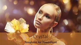  Presentation with golden lights - PPT theme consisting of shot-of-a-beautiful-girl background and a gold colored foreground