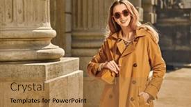  Presentation with feminine - Presentation theme consisting of shot-of-a-beautiful-girl background and a coral colored foreground