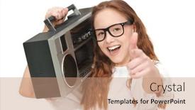  Presentation with recorder - PPT theme featuring shot-of-a-beautiful-happy background and a coral colored foreground