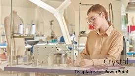  Presentation with apparel industry - Slide deck with shot-of-a-beautiful-young background and a coral colored foreground