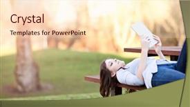  Presentation with college - PPT theme featuring shot of a college student background and a lemonade colored foreground