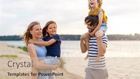  Presentation with family day - Beautiful presentation design featuring shot-of-a-family backdrop and a soft green colored foreground