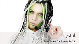  Presentation with wires - Amazing slide deck having shot of a futuristic young man with wires isolated over white background backdrop and a lemonade colored foreground