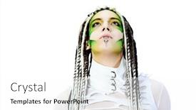  Presentation with futuristic - Cool new slide set with shot of a futuristic young man isolated over white background backdrop and a white colored foreground