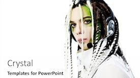  Presentation with futuristic - Beautiful slide deck featuring shot of a futuristic young man in earphones isolated over white background backdrop and a white colored foreground