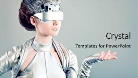  Presentation with futuristic - Cool new PPT theme with shot of a futuristic young backdrop and a light gray colored foreground
