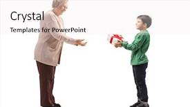  Presentation with healthy workplace full length side view - Presentation theme featuring shot of a grandson giving background and a sky blue colored foreground