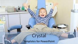  Presentation with dental surgery - Theme with boy in a dental surgery background and a light blue colored foreground