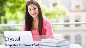  Presentation with college campus - Colorful PPT theme enhanced with shot of a hispanic college backdrop and a sky blue colored foreground