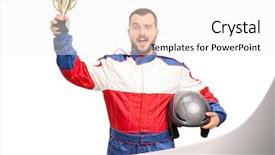  Presentation with golden car - PPT theme with shot of a joyful car background and a white colored foreground