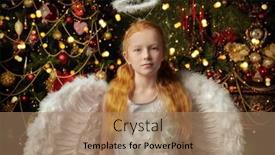  Presentation with christmas angel - Slide set consisting of shot-of-a-little-girl background and a coral colored foreground