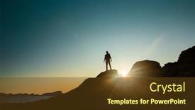  Presentation with greeiting show man - PPT layouts consisting of shot-of-a-man-enjoying background and a tawny brown colored foreground