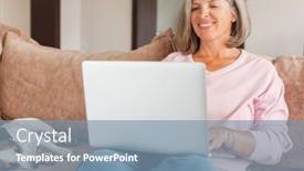  Presentation with video conference - Slide set consisting of shot-of-a-middle-aged background and a seafoam green colored foreground