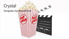 Presentation with movie studio - Colorful presentation design enhanced with shot of a movie clap backdrop and a white colored foreground