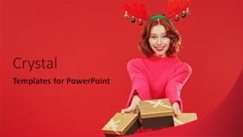  Presentation with girl christmas - Slide set featuring shot-of-a-pretty-red background and a  colored foreground