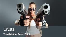  Presentation with military women - Audience pleasing PPT layouts consisting of women war - shot of a sexy military backdrop and a dark gray colored foreground