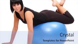  Presentation with pilates - Slides with shot of a sporty young woman with pilates ball active lifestyle background and a light blue colored foreground