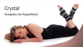  Presentation with active lifestyle - Colorful slide set enhanced with shot of a sporty young woman active lifestyle backdrop and a white colored foreground