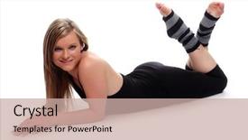  Presentation with active lifestyle - Amazing slide set having shot of a sporty young woman active lifestyle backdrop and a coral colored foreground