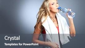 Presentation with active lifestyle - Audience pleasing PPT theme consisting of sporty young woman drinking water backdrop and a dark gray colored foreground