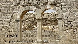  Presentation with stone - Amazing slide deck having shot of a stone wall backdrop and a coral colored foreground
