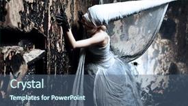  Presentation with horror - Colorful presentation enhanced with shot of a twilight girl in white dress halloween horror backdrop and a ocean colored foreground