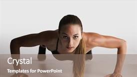  Presentation with woman pushing shopping trolley - PPT theme consisting of shot of a yopung woman background and a coral colored foreground