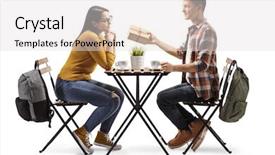  Presentation with cafe - Presentation theme consisting of shot of a young boyfriend background and a light gray colored foreground