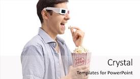  Presentation with popcorn - PPT layouts enhanced with shot of a young man background and a white colored foreground