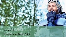  Presentation with snowboard - Audience pleasing theme consisting of shot-of-a-young-man backdrop and a seafoam green colored foreground