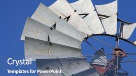  Presentation with old windmill - Presentation theme with shot of an old windmill background and a ocean colored foreground