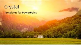  Presentation with beautiful midnight sun over - Beautiful theme featuring shot of beautiful scene sunset backdrop and a white colored foreground