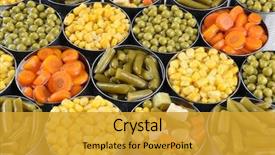  Presentation with corn - Beautiful slides featuring shot of cans of vegetables backdrop and a gold colored foreground