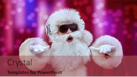  Presentation with christmas music - PPT theme consisting of shot-of-cool-santa-claus background and a red colored foreground