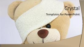  Presentation with shot - Amazing presentation theme having shot of cute bandaged bear backdrop and a lemonade colored foreground