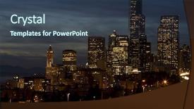  Presentation with rush hour - Audience pleasing theme consisting of downtown seattle during rush hour backdrop and a ocean colored foreground