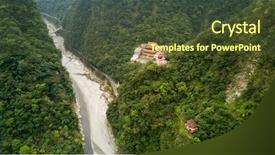  Presentation with spring - Audience pleasing slide deck consisting of shot of eternal spring shrine backdrop and a tawny brown colored foreground