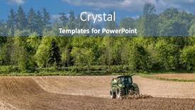  Presentation with tractor - PPT theme featuring shot-of-farm-tractor-harrowing background and a teal colored foreground