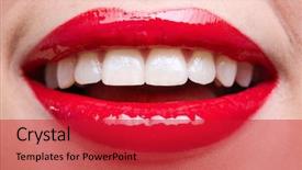  Presentation with fashion show entertainment - PPT layouts with shot of female red lips background and a red colored foreground