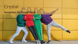  Presentation with youth - Slide deck featuring shot-of-four-active-teenagers background and a yellow colored foreground
