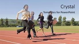  Presentation with blur - Presentation with shot of four business people background and a light blue colored foreground