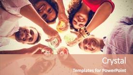  Presentation with shot - PPT theme featuring shot of friends having cocktail background and a coral colored foreground
