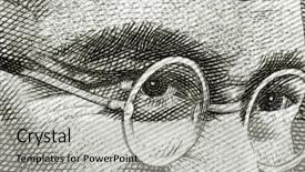  Presentation with note - Slide deck enhanced with shot of gandhi on rupee background and a light gray colored foreground