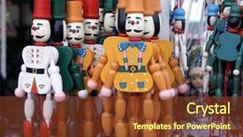  Presentation with close up shot - PPT layouts featuring shot of handmade wooden pupet background and a tawny brown colored foreground