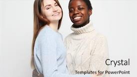  Presentation with shot - Slides consisting of shot of happy interracial homosexual background and a  colored foreground