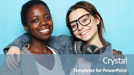  Presentation with shot - Cool new presentation theme with shot of happy interracial homosexual backdrop and a  colored foreground