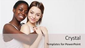  Presentation with shot - PPT theme enhanced with shot of happy interracial homosexual background and a  colored foreground