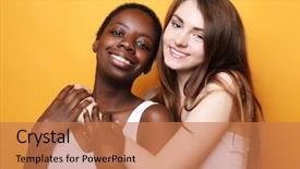  Presentation with shot - PPT theme having shot of happy interracial homosexual background and a  colored foreground