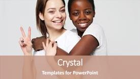  Presentation with shot - PPT theme with shot of happy interracial homosexual background and a  colored foreground