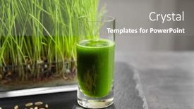  Presentation with healthy juice - Colorful slides enhanced with shot of healthy wheat grass juice on slate plate backdrop and a gray colored foreground